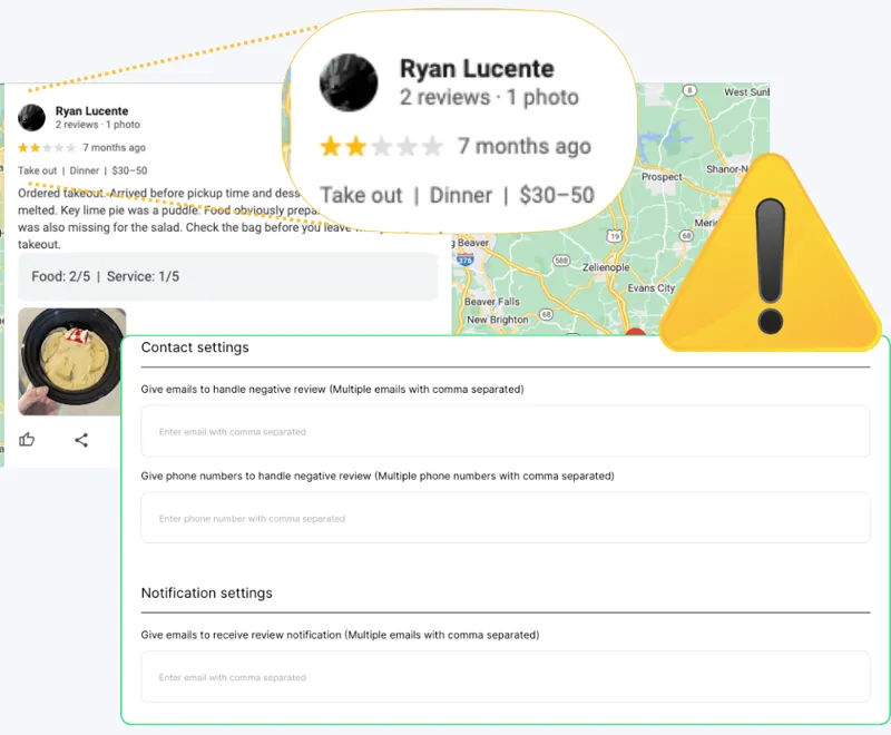 Negative review alert settings