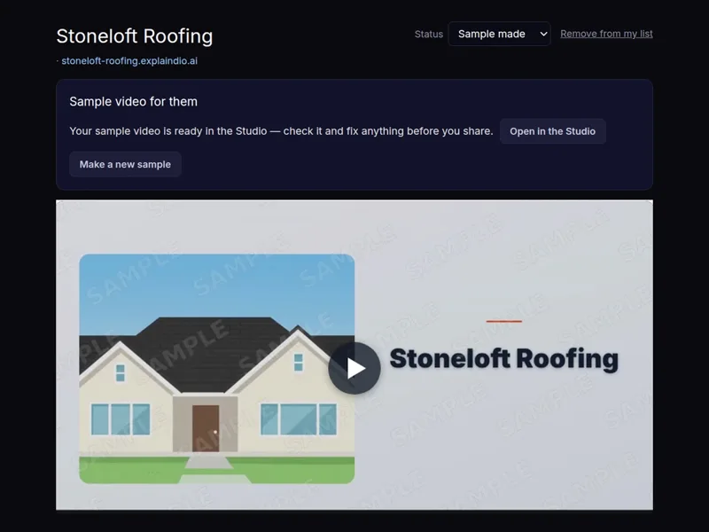A sample video made for an example roofing company