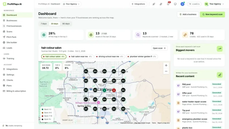 ProfitMaps AI dashboard