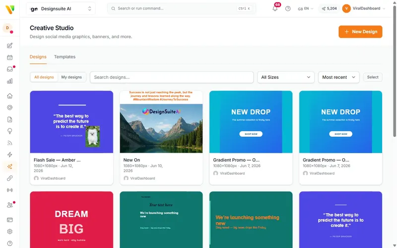 Creative Studio with social post designs