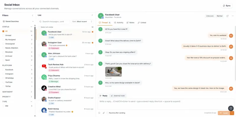 The unified social inbox with comments and DMs